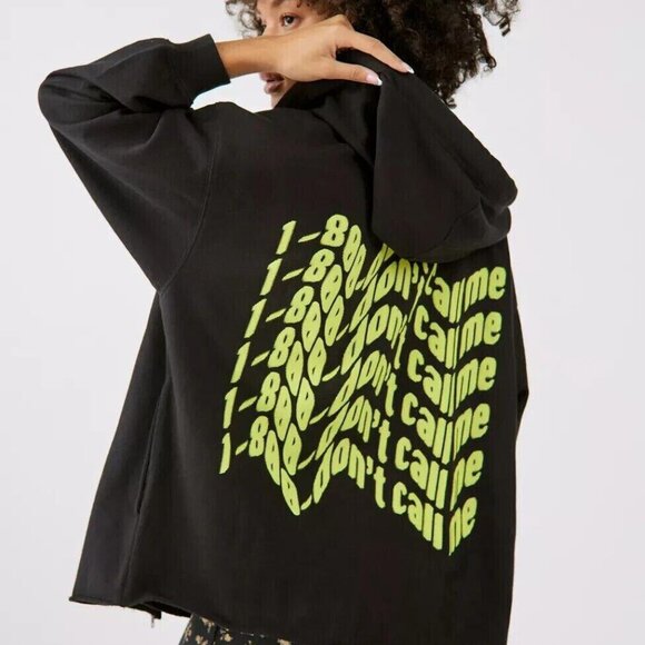 Urban Outfitters UO Don’t Call Me Zip-Up Sweatshirt Jacket Top Black XS 253562